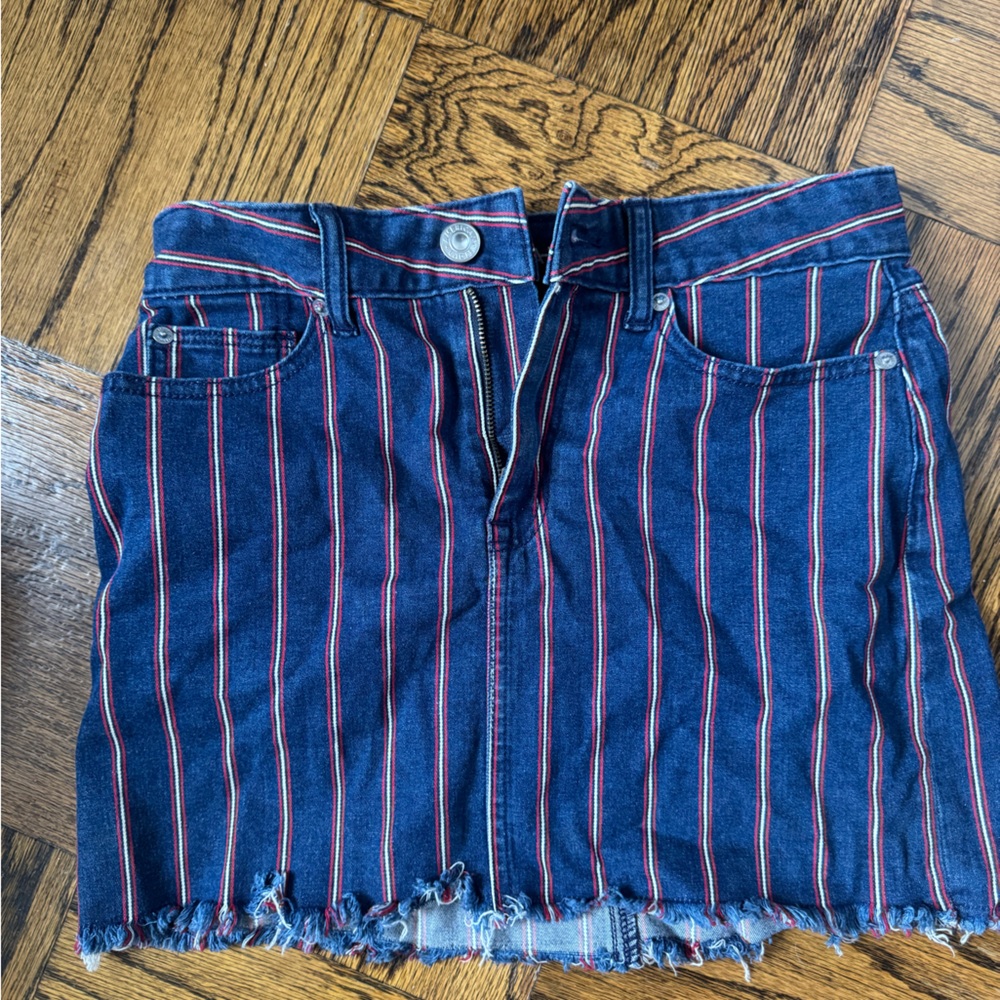 American Eagle Striped Denim Mini Skirt - red, white, & blue NWT